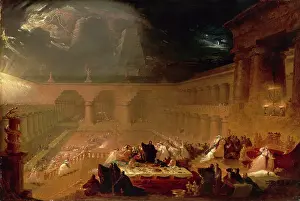 Old Testament Scene Painting Impressions: Belshazzars Feast Signed and dated, lower left: J