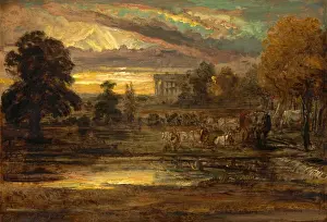 British Landscape Painter Impressions: Cattle at a Pool at Sunrise Signed and dated, lower left: JW RA 1827