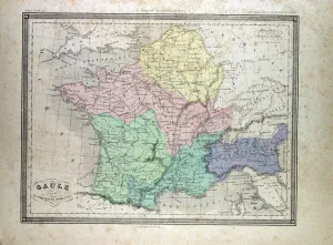 Retro Styled Cartography Impressions: Map of Gaul