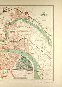 Antique City Maps Impressions: Map of Lyon