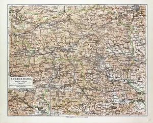 Carte Impressions: Carte de la Steiermark, Autriche, 1899.