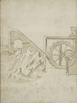 Brown Ink On Paper Art Impressions: Folio 13 mill powered water siphon Edificij et