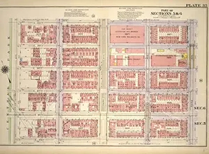 Old American Geography Maps Impressions: Plate 35, Part of Sections 5&6: Bounded by E. 100th Street, Third Avenue, E. 95th Street