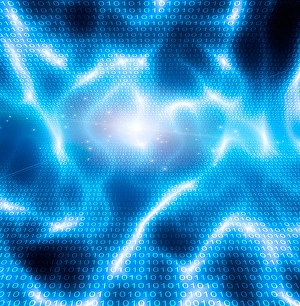 Binary Code Background Impressions: Background with binary code and light fluctuations