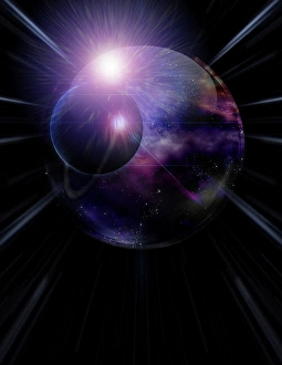 Abstract Space Art Impressions: Bubble of Space inside crystal