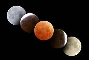 Full Moon Photography Impressions: Digital composite of total lunar eclipse