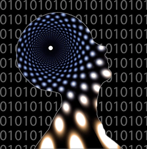 Artificial Intelligence Image Impressions: Head and binary code