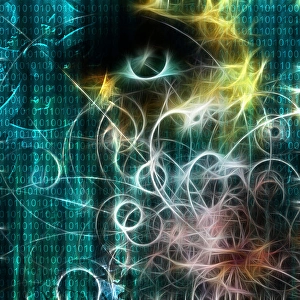 Abstract Background Design Impressions: Machine binary and human like visage