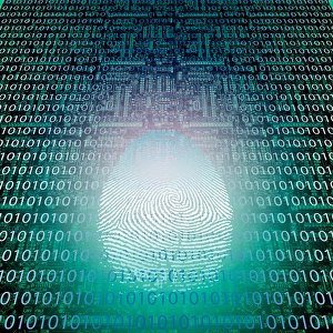 Impression encadrée : Fingerprint de machine. Code binaire.