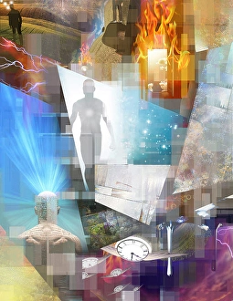 Digitally Generated Artwork Impressions: Multi Layered abstract composition. 3D rendering