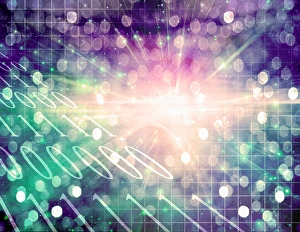 Electronic Communication Network Impressions: Shining light in binary abstract background