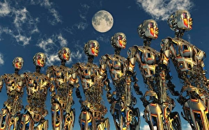 Artificial Intelligence Image Impressions: The next step in human evolution where we become part machine and part organic