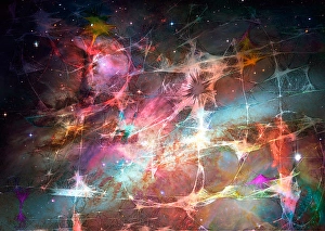 Abstract Space Art Impressions: Weblike structure symbolizing time and space