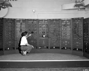 American Space Exploration Impressions: Analog Computing Machine in Fuel Systems Building, Cleveland, Ohio, USA, 1949