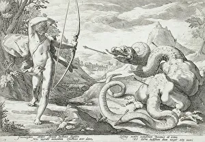 Ovid Metamorphoses Illustration Impressions: Apollo Killing the Python, published 1589. Creator: Hendrik Goltzius