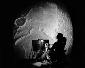 Black And White Space Images Impressions: Apollo Project flight simulator, USA, 1960s. Creator: NASA