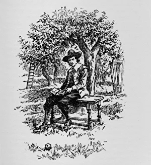 Sir Isaac Newton Impressions: Why an apple falls, c1918