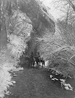 Black And White Native American Images Impressions: Approaching winter-Apsaroke, c1908. Creator: Edward Sheriff Curtis
