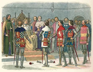 Arundel, Gloucester, Nottingham, Derby et Warwick, devant le roi, 1387 (1864). Artiste : James William Edmund Doyle.