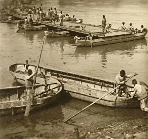 World War One Geography Impressions: Assembling a pontoon bridge, c1914-c1918