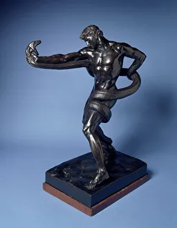 Frederic Leighton Artwork Impressions: Athlete Strangling a Python, 1877. Creator: Frederic Leighton