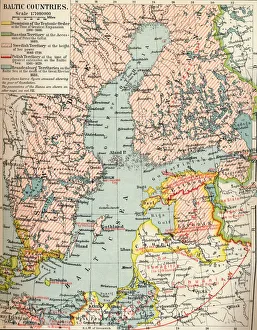 Antique Cartography Maps Impressions: Baltic Countries, c1907, (1907)