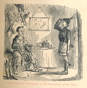 Monochrome Engraving Impressions: Caesar receiving intelligence of the Destruction of his Fleet