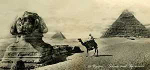 Ancient Egyptian Pyramids Impressions: Cairo - Sphinx and Pyramids, c1918-c1939. Creator: Unknown