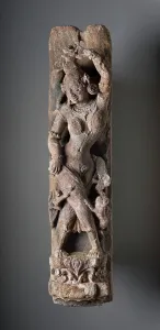 Hand Carved Stone Sculpture Impressions: Celestial Nymph Cavorting with Monkeys, 12th century. Creator: Unknown