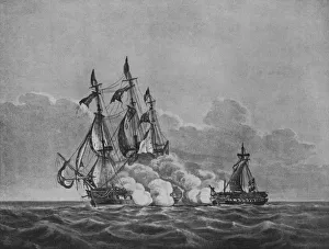 Ocean Transportation History Impressions: The Constitution and the Java, c1813. Artist: Nicholas Pocock