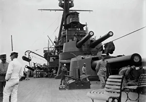 Maritime Warfare History Impressions: Deck on MINAS GERAES, between c1910 and c1915. Creator: Bain News Service