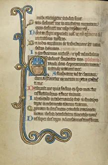 Flemish Illuminated Manuscripts Impressions: Decorated Initial E; Psalter, mid-1200s. Creator: Unknown