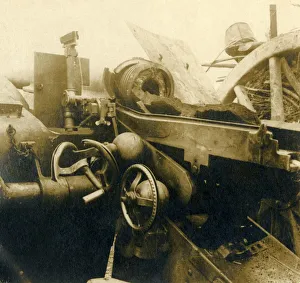 Monochrome War Images Impressions: Destroyed cannon, c1914-c1918