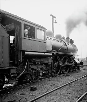 Black And White Train Images Impressions: An Engineer at his post, c1904. Creator: Unknown