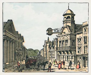 Vue de la Corn Exchange à Guildford, Angleterre, vers 1910.