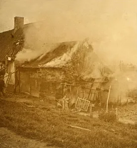 World War One Destruction Impressions: House hit by a shell, c1914-c1918