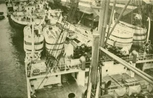 British Passenger Ships Impressions: An Impressive Array of Boats Aboard the Leviathan. c1930. Creator: Unknown