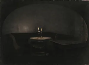 Vilhelm Hammershoi Paintings Impressions: Interior. Artificial Light (Interior. Kunstigt lys), 1909. Creator: Hammershoi