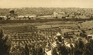 Monochrome Cityscape Photography Impressions: Jerusalem from the Mount of Olives, c1918-c1939. Creator: Unknown