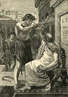 Ancient Rome Politics Impressions: Julius Caesar Refusing The Crown Offered By Antony, 1890. Creator: Unknown