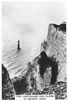 Lighthouses In The UK Impressions: The lighthouse and cliffs at Beachy Head, 1936