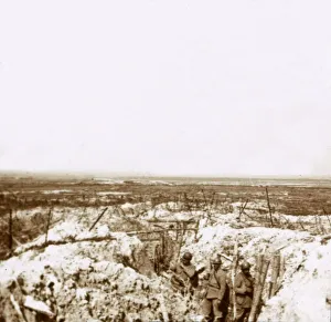 Monochrome War Images Impressions: Looking towards the German front line, c1914-c1918
