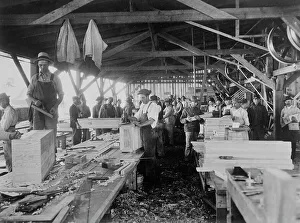 Black And White Press Photography Impressions: Making buoyancy boxes, between c1915 and c1920. Creator: Bain News Service