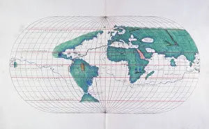 Spanish Exploration History Impressions: Map plotting Magellan's route, 1536