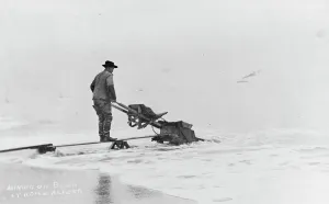 Black And White Mining Images Impressions: Mining on beach, between c1900 and c1930. Creator: Unknown