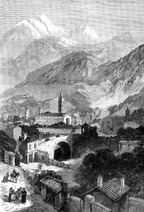 Civil Engineering History Impressions: Opening of the Mont Cenis Tunnel: the town of Susa, 1871. Creator: Unknown