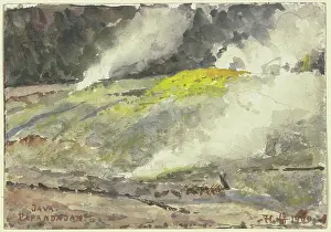 Watercolour On Cardboard Art Impressions: Papandajan (volcano?) on Java, 1900. Creator: Fritz Hauck