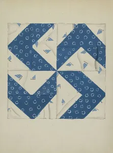 Watercolour Gouache On Paper Art Impressions: Patchwork Pattern, c. 1936. Creator: Evelyn Bailey