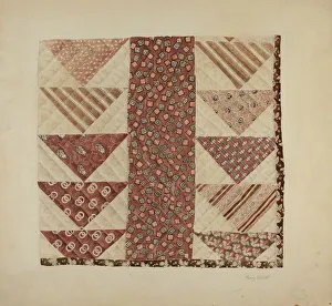 Impression encadrée : Patchwork Quilt (Section), c. 1938. Créateur : Henry Granet