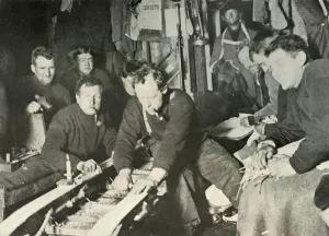 Ernest Shackleton Photos Impressions: Preparing A Sledge During the Winter, 1908, (1909)